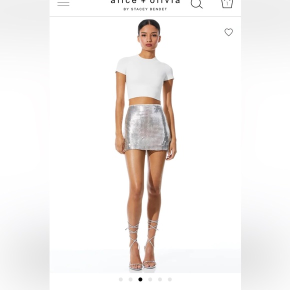 Alice & Olivia Silver Metal Chainmail Mini Skirt - Picture 5 of 14